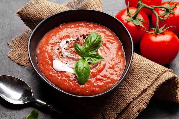 Zuppa fredda di gazpacho fatta in casa