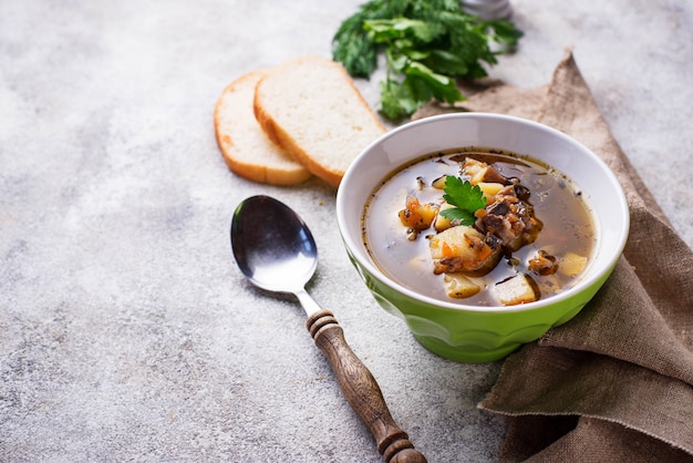 Zuppa vegetariana con funghi e verdure