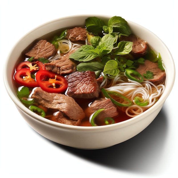 Zuppa vietnamita Pho bo con carne di manzo e lime cucina nazionale asiatica