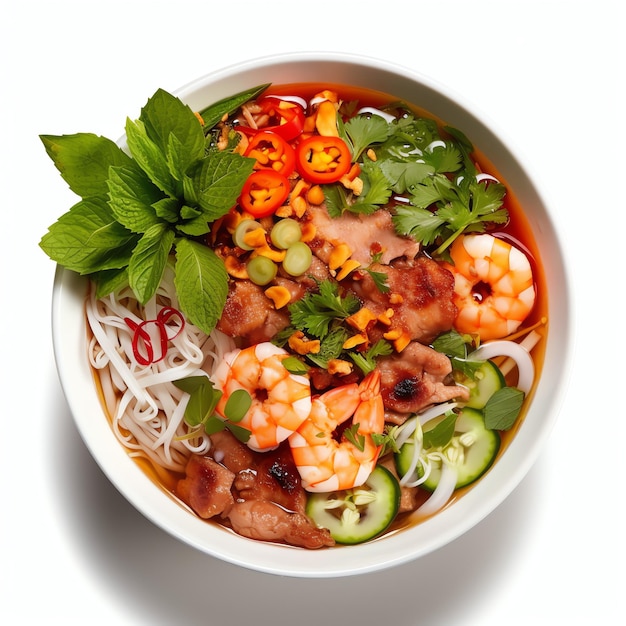 Zuppa vietnamita Pho bo con carne di manzo e lime cucina nazionale asiatica