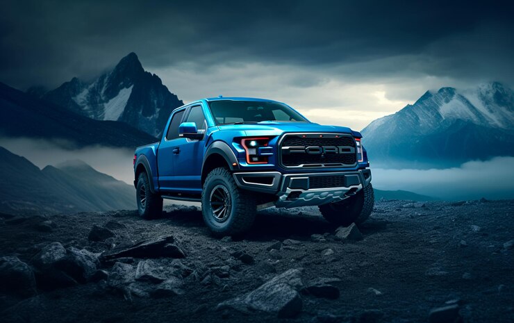 2020 Ford F 150 RPI Raptor v skalnatých oblastech ve stylu tmavě akvamarínové a azurové