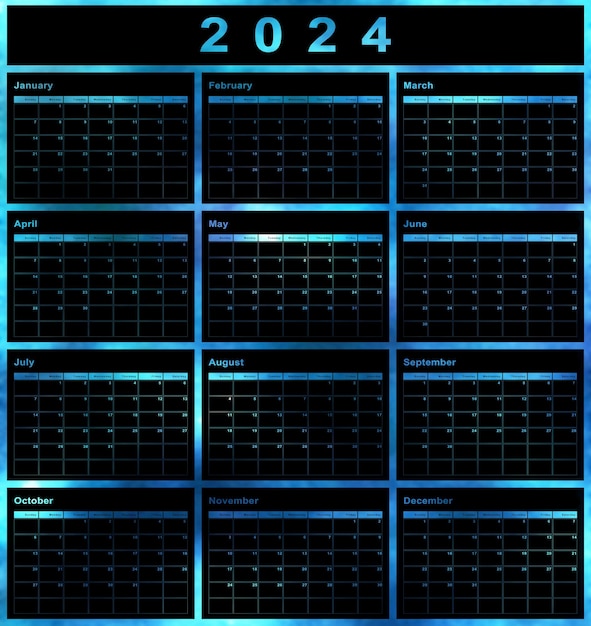 2024 calendar week start Sunday modern design
