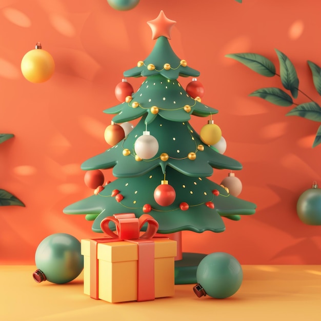 3D cartoon gifts under the Christmas tree