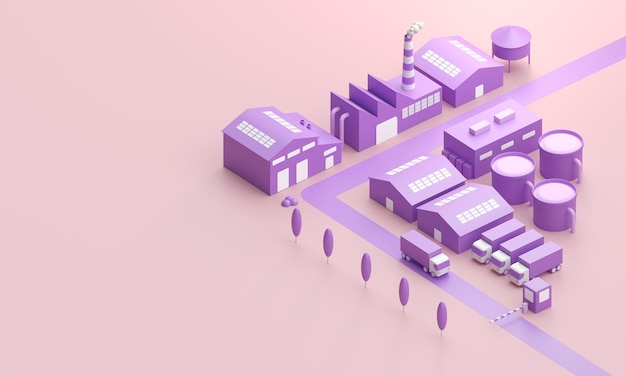 3d factory concept 3d render
