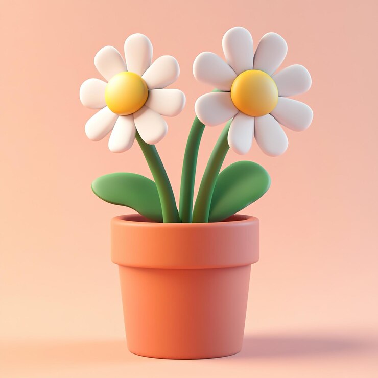 3D Flower Pot Icon Gardening and Plant Care Illustration Logo