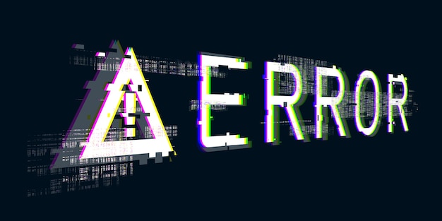 3d illustration failed system exclamation mark Computer hazard symbol Hacking errors Cyberpunk Digital Pixel Design Concept Damaged computer system errors