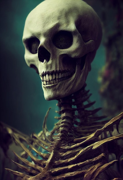3d illustration of skeleton monster scary halloween