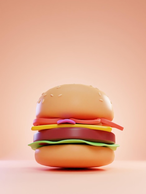 3d illustration render of burger pastel color