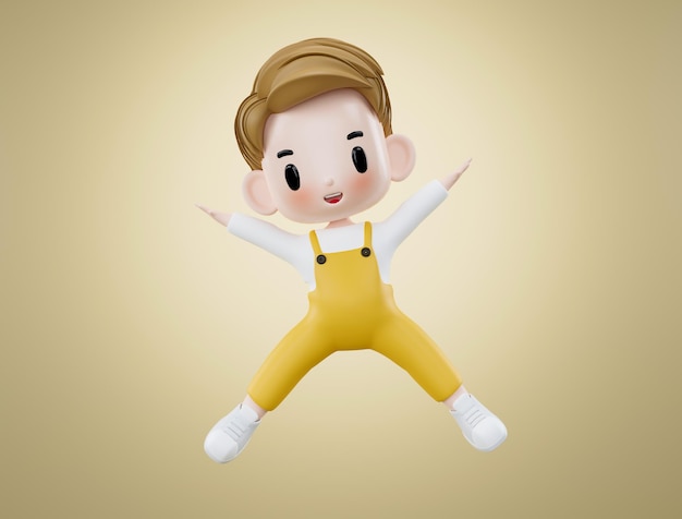 3d illustrationxaasian boy jumping for joy