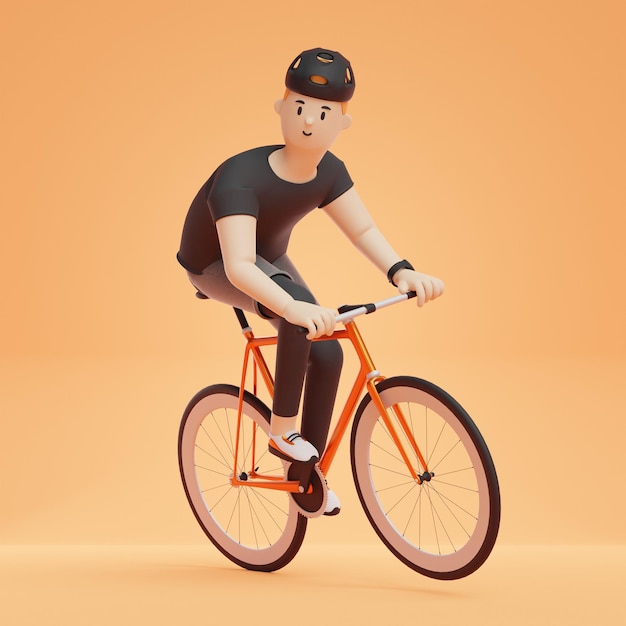 3d man bicycle exercise workput transport person activity
