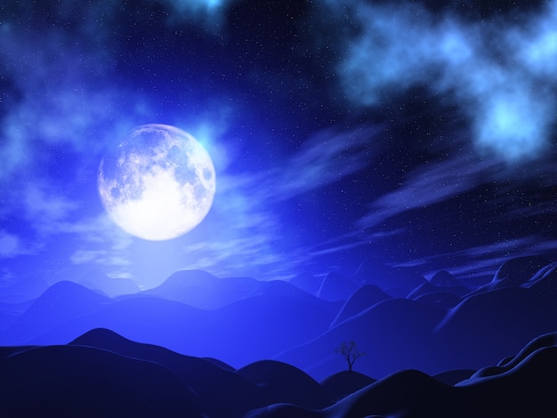 3d moonlit landscape