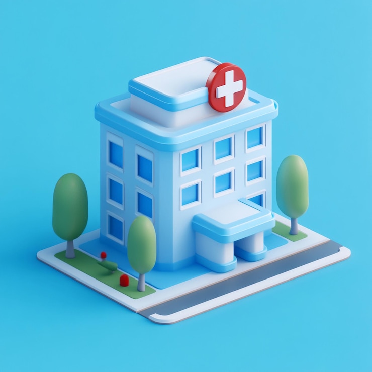 3D Nursing Home Icon Elderly Care and Residence Illustration Logo