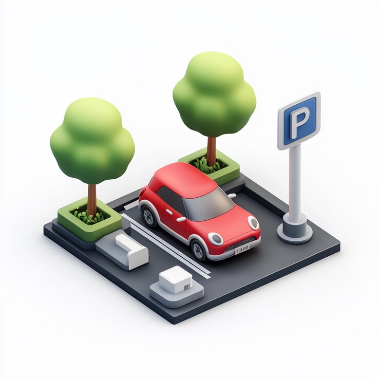 3D Parking Icon Vehicle and Transportation Logo Illustration