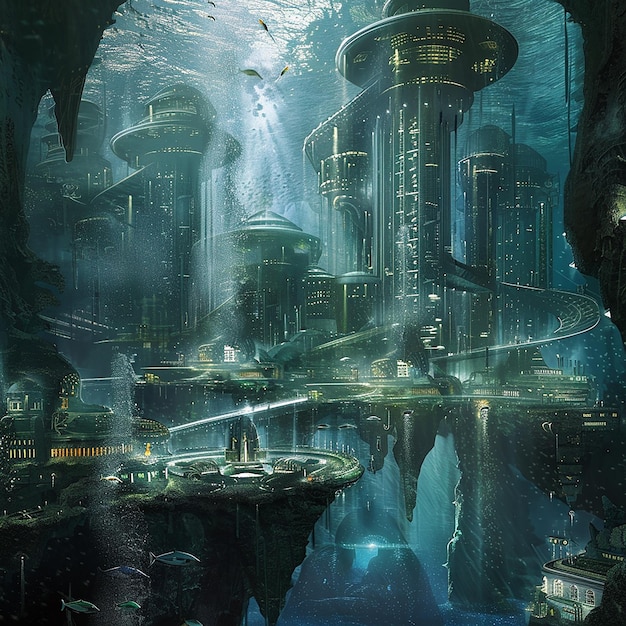3d photo of a painting of a city with a boat in the water