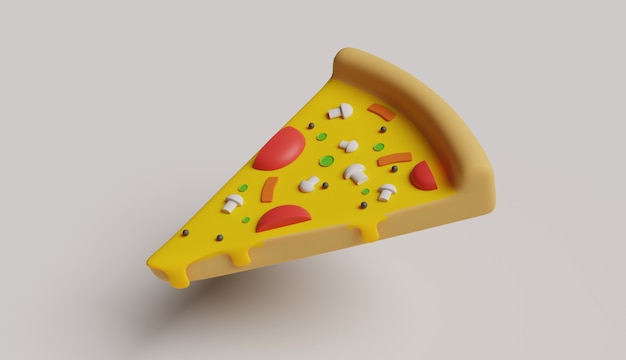 3d pizza with many toppings