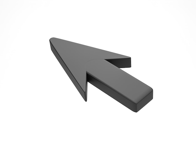 3D render 3D ilustrace Ikona šipky myši Geometrický minimální symbol kurzoru pro webové stránky na bílém pozadí