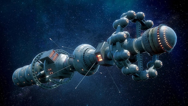 3d render alien spaceship concept
