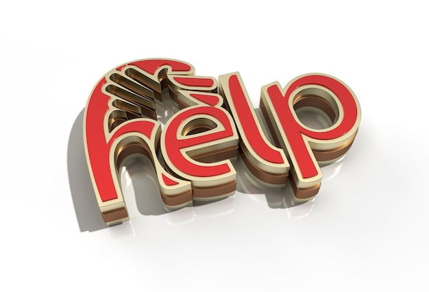 3d render help calligraphic with human hand pen tool created clipping path included in jpeg easy to composite.