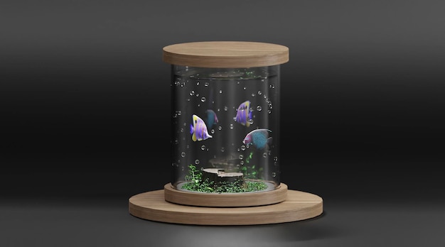 3d render of fish aquarium