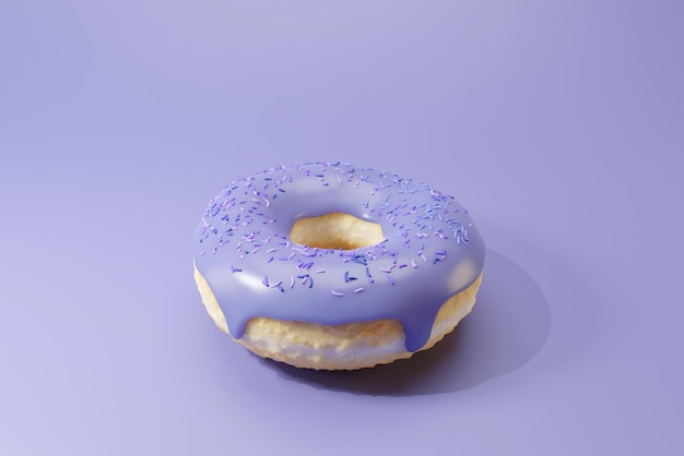 3d render of glazed donut with sweet sprinkle