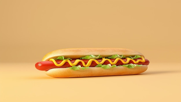3d rendered Advertisement for food with hotdog plain background