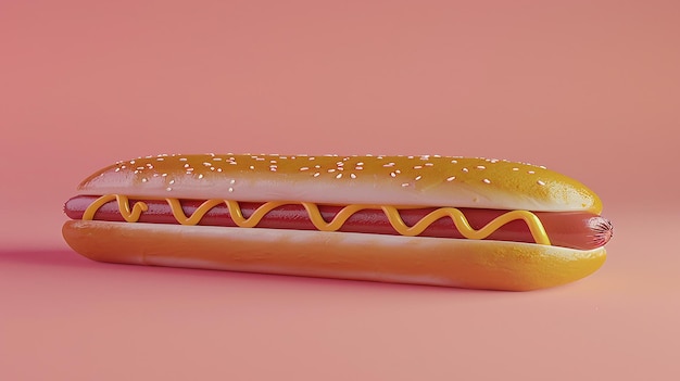 3d rendered advertisement for food with hotdog plain background