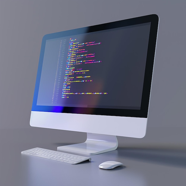3d rendered photo of a computer monitor with the word code on the screen
