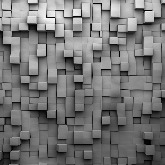 3d rendered top view of grey brick wall pattern