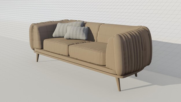 3d rendering 3d rendering 3d rendering two seater fabric sofa on blueprint