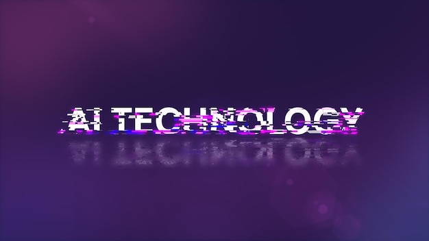 3D rendering Ai technology text with screen effects of technological glitches