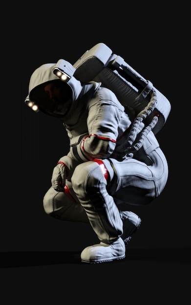 3d rendering astronaut on black background