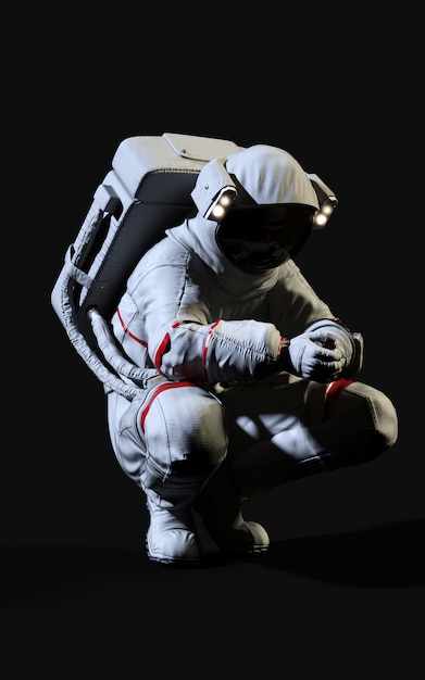 3d rendering astronaut on black background