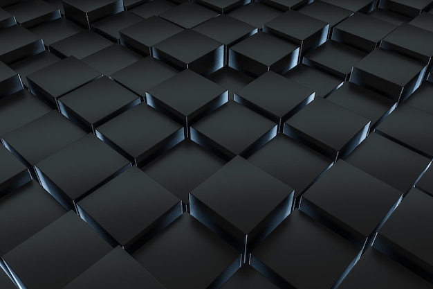 3d rendering dark background cube bricks with light effect Computer digital background