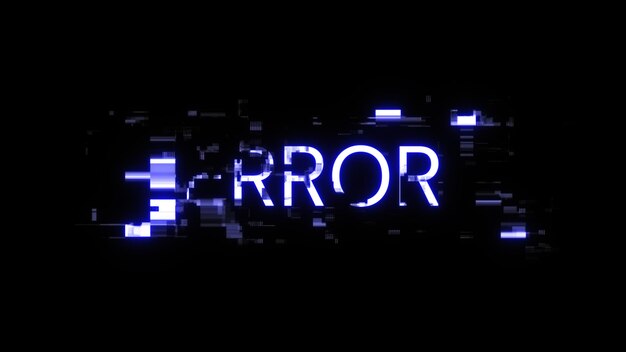 3D rendering error text with screen effects of technological glitches