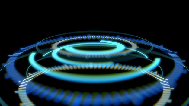 3d rendering futuristic circle user interface hud design graphs