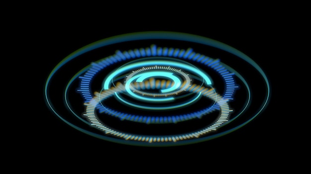 3d rendering futuristic circle user interface hud design graphs
