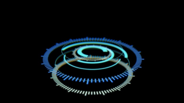 3d rendering futuristic circle user interface hud design graphs