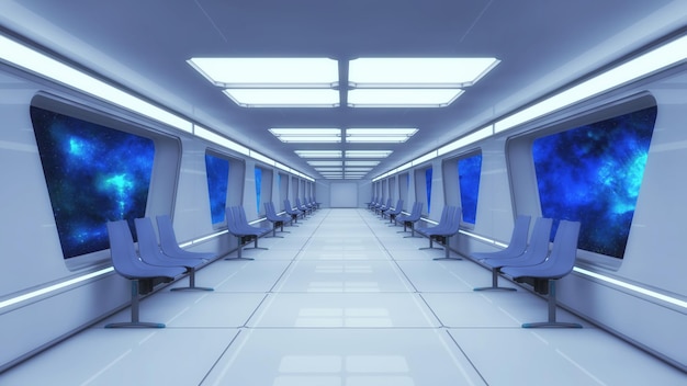 3d rendering Futuristic interior design background