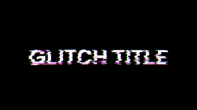 3D rendering glitch title text with screen effects of technological glitches