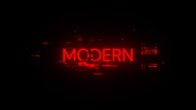 3D rendering Modern text with screen effects of technological glitches