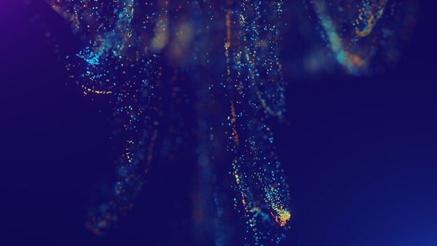 3d rendering of a multicolored vibrant abstract cloud of particles in space