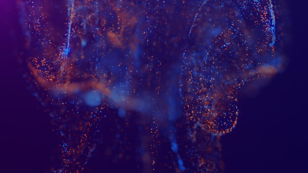 3d rendering of a multicolored vibrant abstract cloud of particles in space