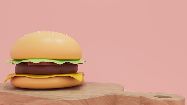 3D rendering of American cheese Burger and isolated illustrator wallpaper