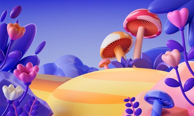 3d rendering of cartoon forest