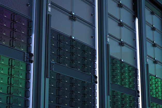 3d rendering server computer cluster or server racks