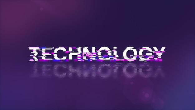3D rendering technology text with screen effects of technological glitches