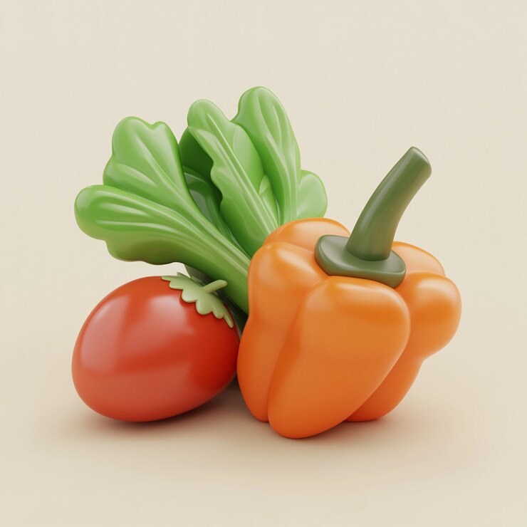 3D Vegetables Icon Fresh Produce and Healthy Eating Illustration Logo