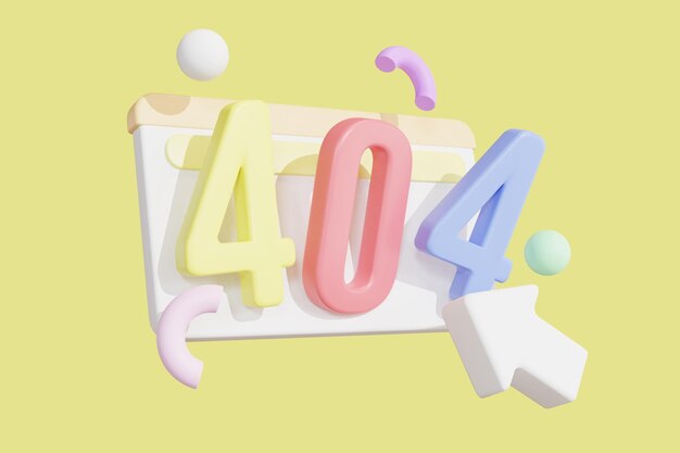 3d web 404 page 3d rendering