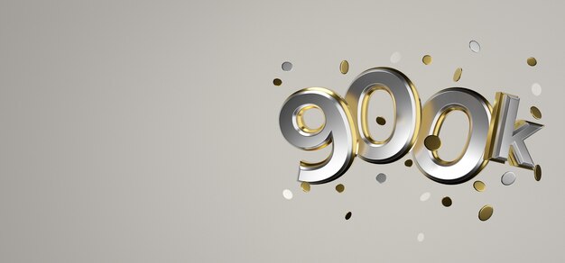900K likes online social media thank you banner 3D rendering