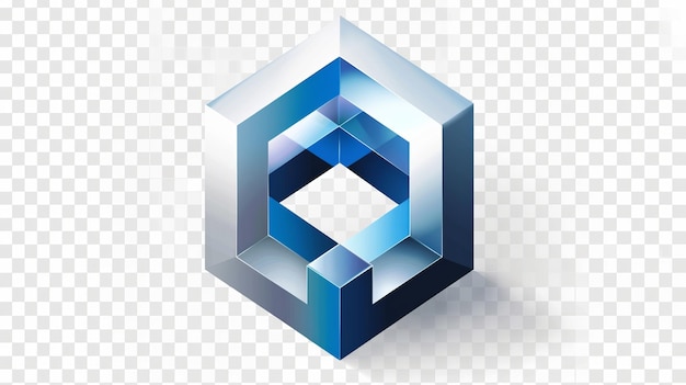a 3d cube with a blue square on it